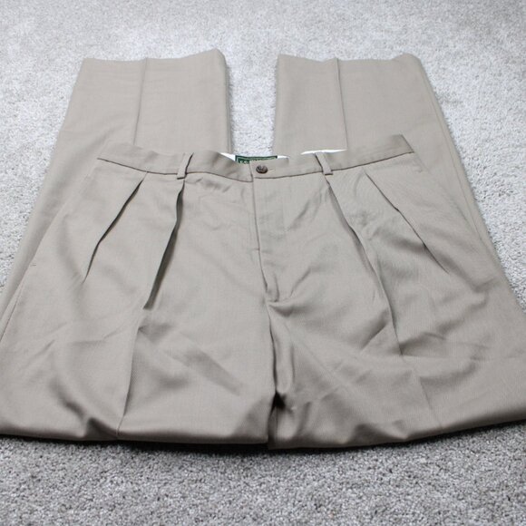 CC Filson Pants Mens 34x32 Beige Khaki 100% Wool Pleated Dress Trousers Classic - Picture 2 of 12